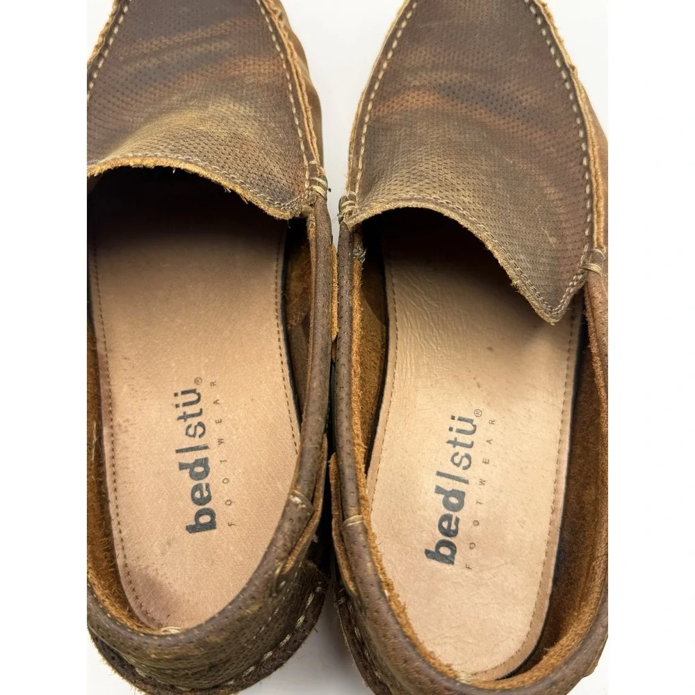 BedStu Uncle Larry Loafers Drivers Shoes 9.5 Brown Moccasins Distressed Slip On